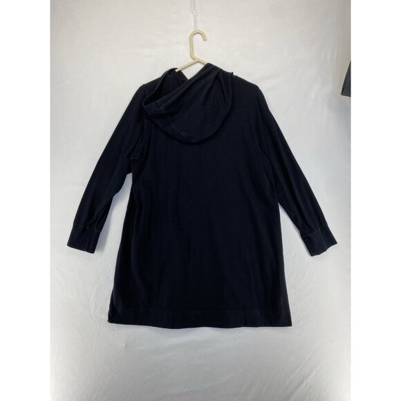 Eileen Fisher Sweater Tunic Dress Women’s Sz Large Black Hoodie Organic Cotton - Picture 8 of 8